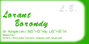 lorant borondy business card